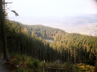 Higher up the trail, looking back at Chadsey Lake, Sumas Mountain 1999-10.